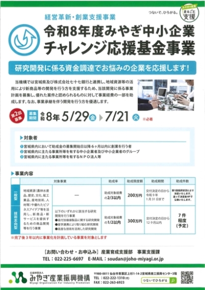 みやぎ中小企業チャレンジ応援基金事業（第２回）
